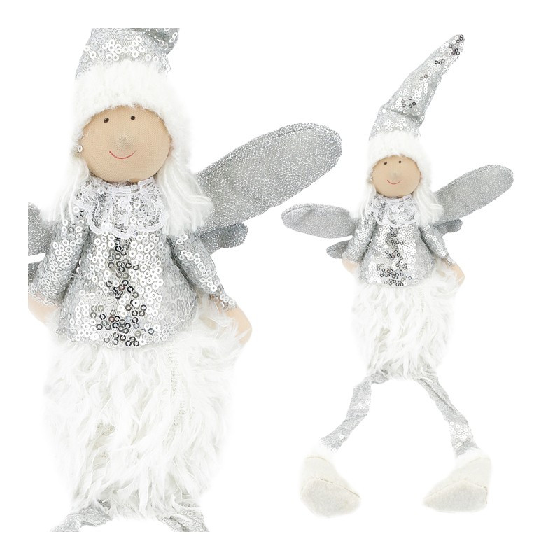 Božićna figura – sjedeći anđeo od pliša, 50 cm_1