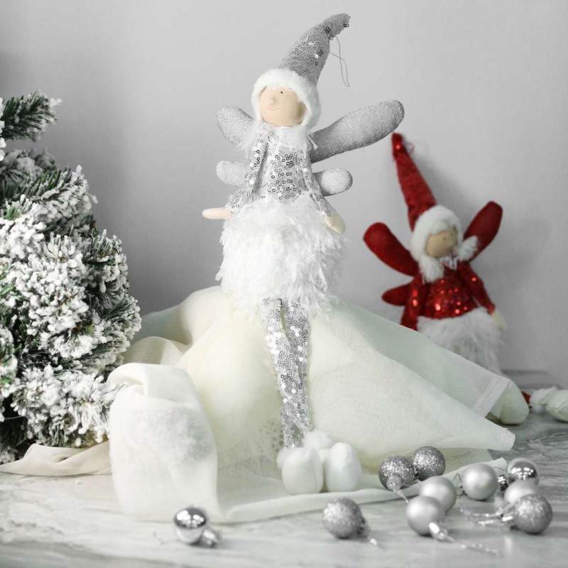 Božićna figura – sjedeći anđeo od pliša, 50 cm_4