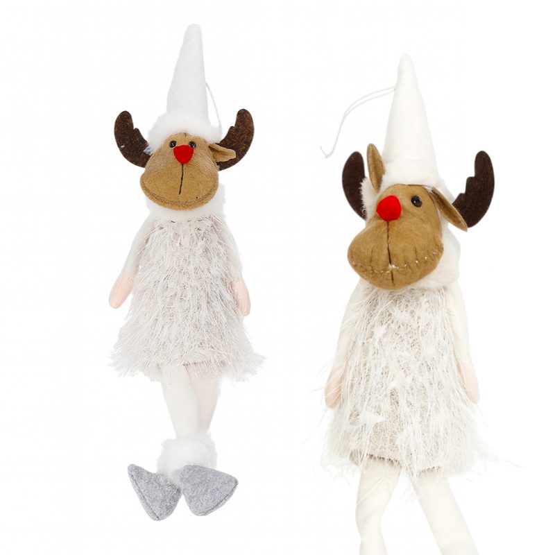 Božićna figura – sjedeći sob od pliša, 37 cm, bijela_1