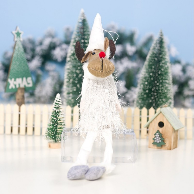 Božićna figura – sjedeći sob od pliša, 37 cm, bijela_2