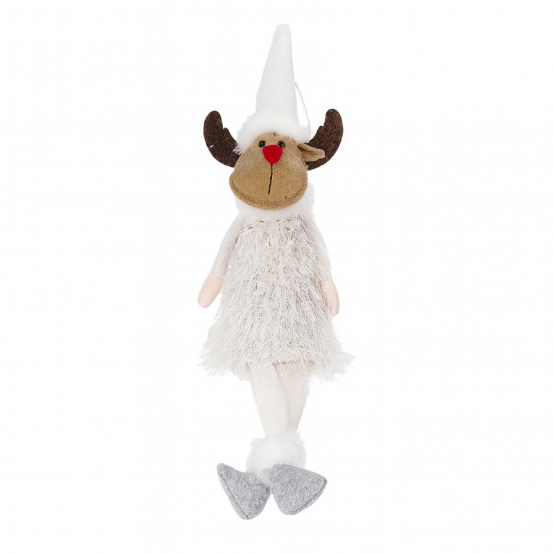 Božićna figura – sjedeći sob od pliša, 37 cm, bijela_3