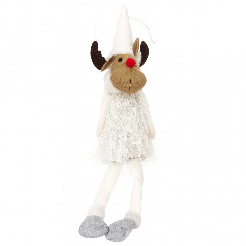 Božićna figura – sjedeći sob od pliša, 37 cm, bijela_4