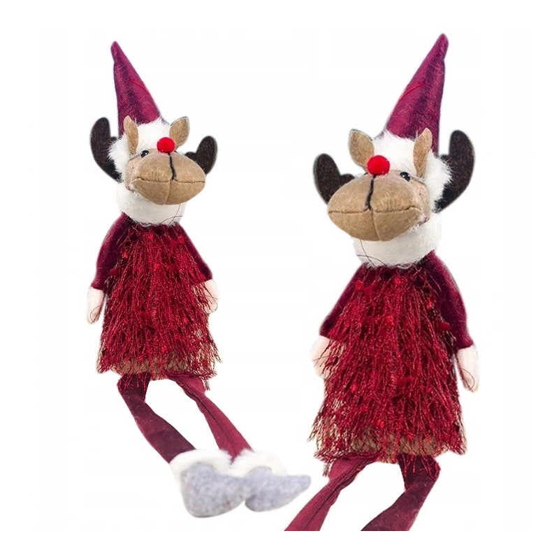 Božićna figura – sjedeći sob od pliša, 37 cm, crvena_1