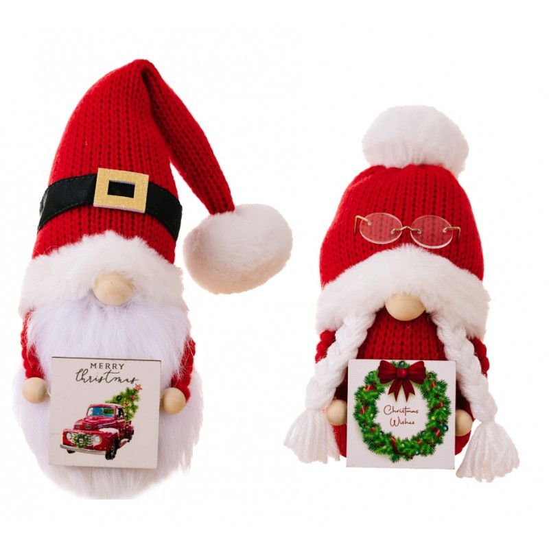 Božićna figura – stojeći patuljak, 24 cm, crvena_2