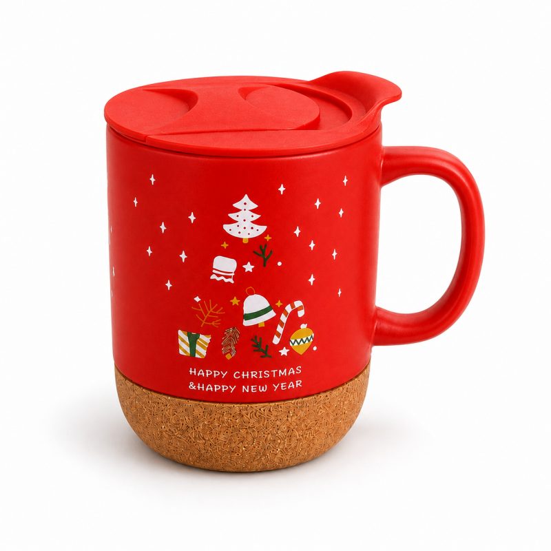 Božićna šalica – s poklopcem, 380 ml, crvena_5
