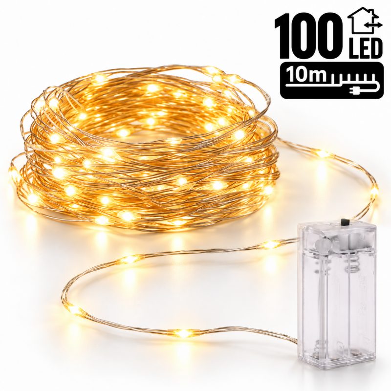 Božićne lampice – 100 LED, za unutra i van, 10 m, bijele_1