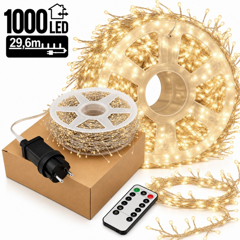 Božićne lampice – 1000 LED, za unutra i van, 19,7×15×5 cm, bijele_1