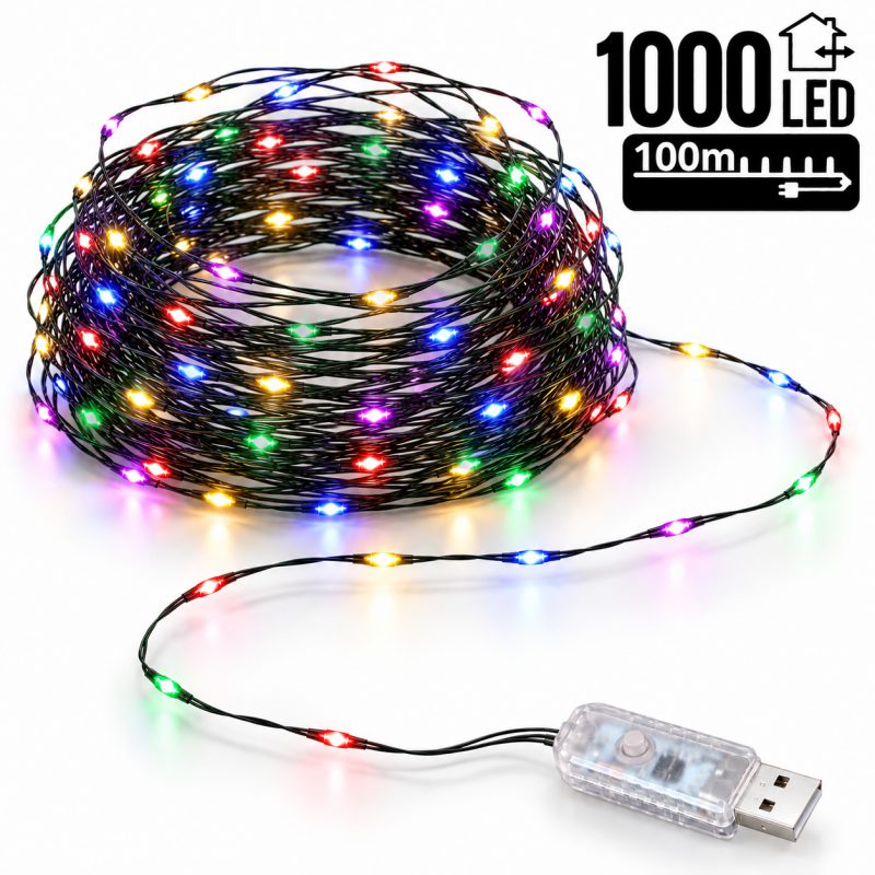 Božićne lampice – 1000 LED, za unutra i van, 9×15 cm, šarene_1