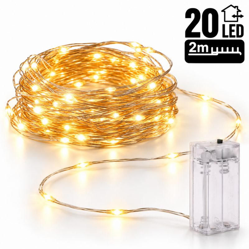 Božićne lampice – 20 LED, za unutra i van, 20 m, bijele, LAMP25CB_1