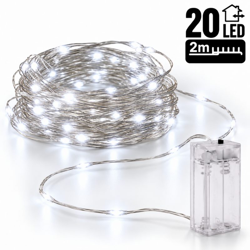 Božićne lampice – 20 LED, za unutra i van, 20 m, bijele_1