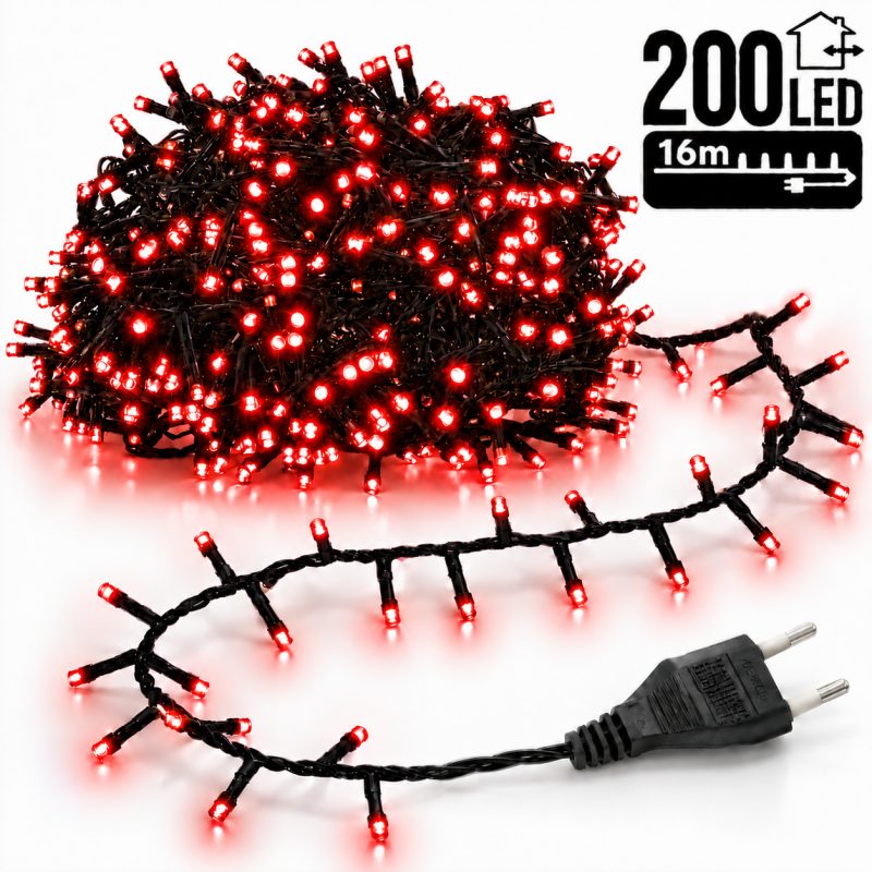 Božićne lampice – 200 LED, za unutra i van, 13×8×6,5 cm, crvene_1