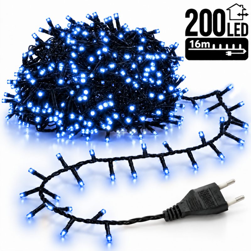 Božićne lampice – 200 LED, za unutra i van, 13×8×6,5 cm, plave_1