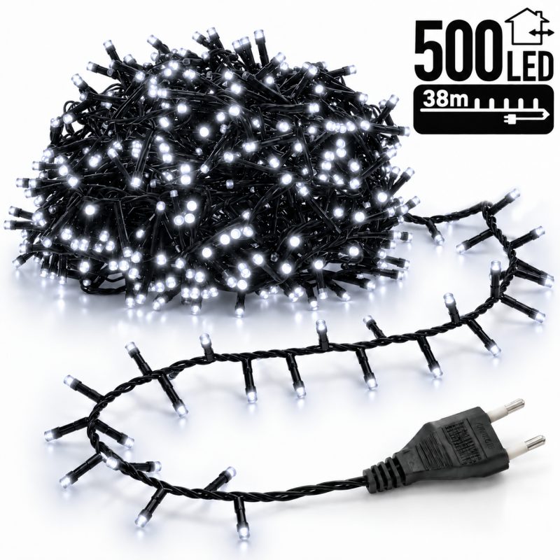 Božićne lampice – 500 LED, za unutra i van, 18×10 cm, bijele_1