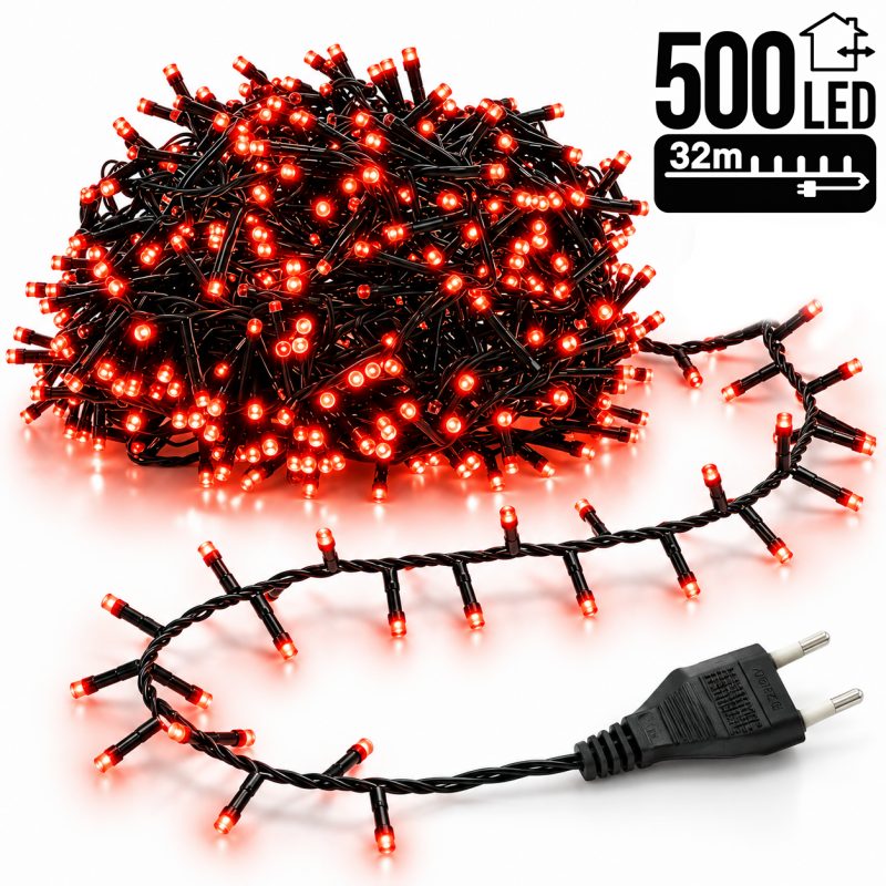 Božićne lampice – 500 LED, za unutra i van, crvene_1