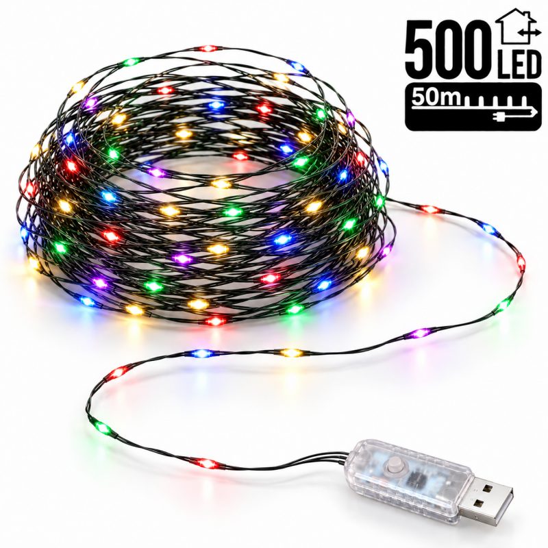 Božićne lampice – 500 LED, za unutra i van, šarene_1