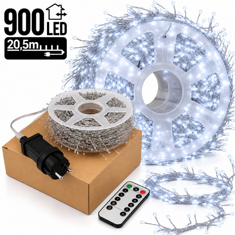 Božićne lampice – 900 LED, za unutra i van, 19,7×15×5 cm, bijele, LAMP67_1