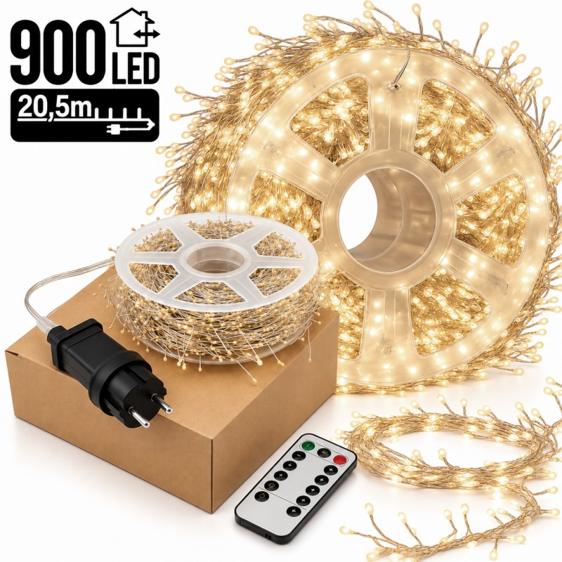 Božićne lampice – 900 LED, za unutra i van, 19,7×15×5 cm, bijele_1