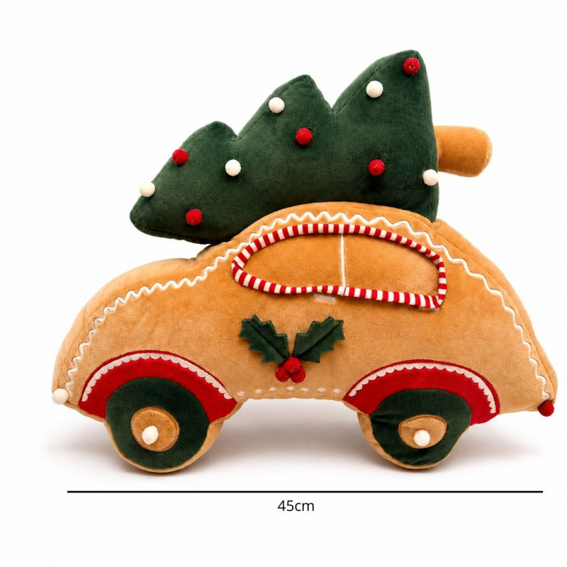 Božićni jastuk – auto s borom, od baršuna, 47 cm_5
