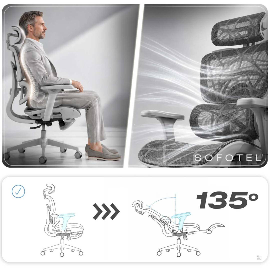 Ergonomska uredska stolica Sofotel Avion bež_4