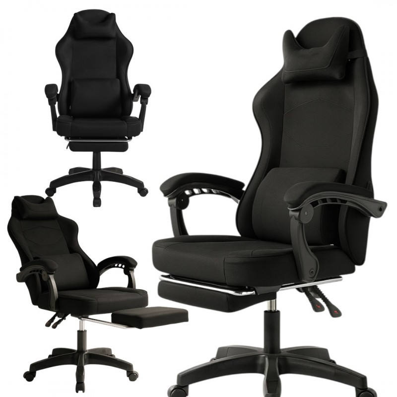 Gaming stolica – Vector, s masažerom i naslonom za noge, 80×25×59 cm, crna_1