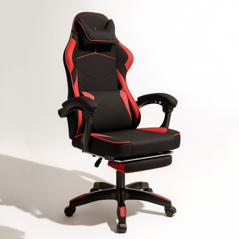 Gaming stolica – Vector, s masažerom i naslonom za noge, 80×25×59 cm, crvena_2