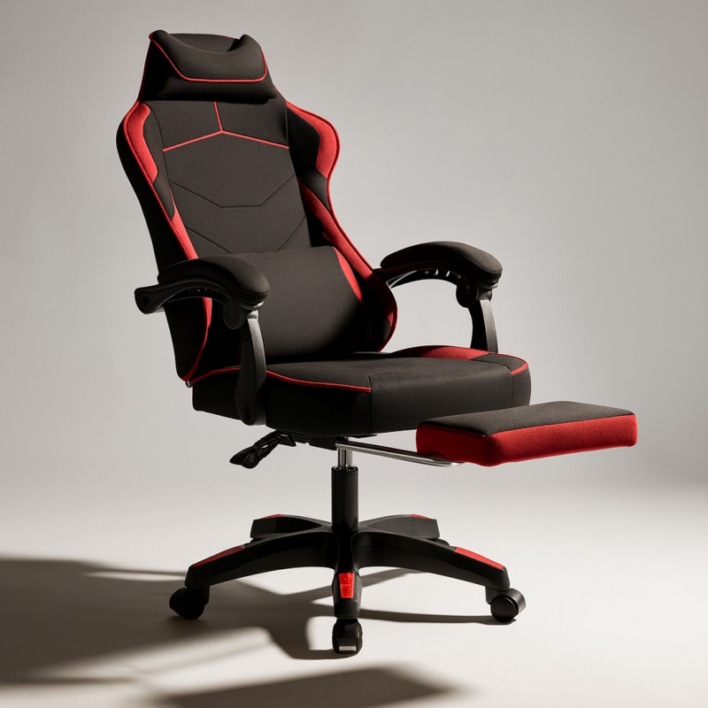 Gaming stolica – Vector, s masažerom i naslonom za noge, 80×25×59 cm, crvena_3