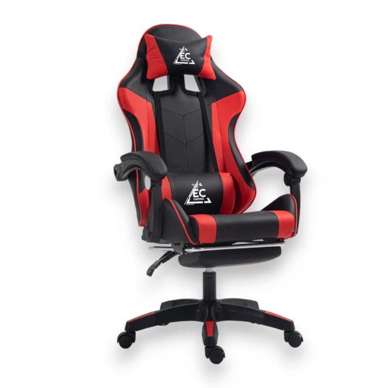 Gaming stolica – s masažerom i naslonom za noge, eko koža, 82×32×59 cm, crvena_5