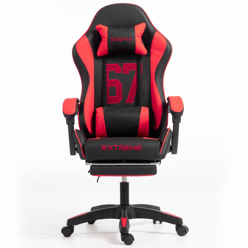 Gaming stolica – s naslonom za noge, eko koža, 110 cm, crvena_2