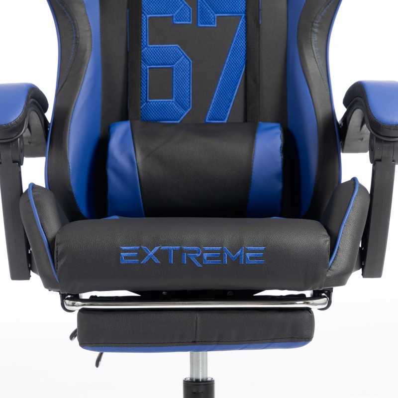Gaming stolica – s naslonom za noge, eko koža, 110 cm, plava_4
