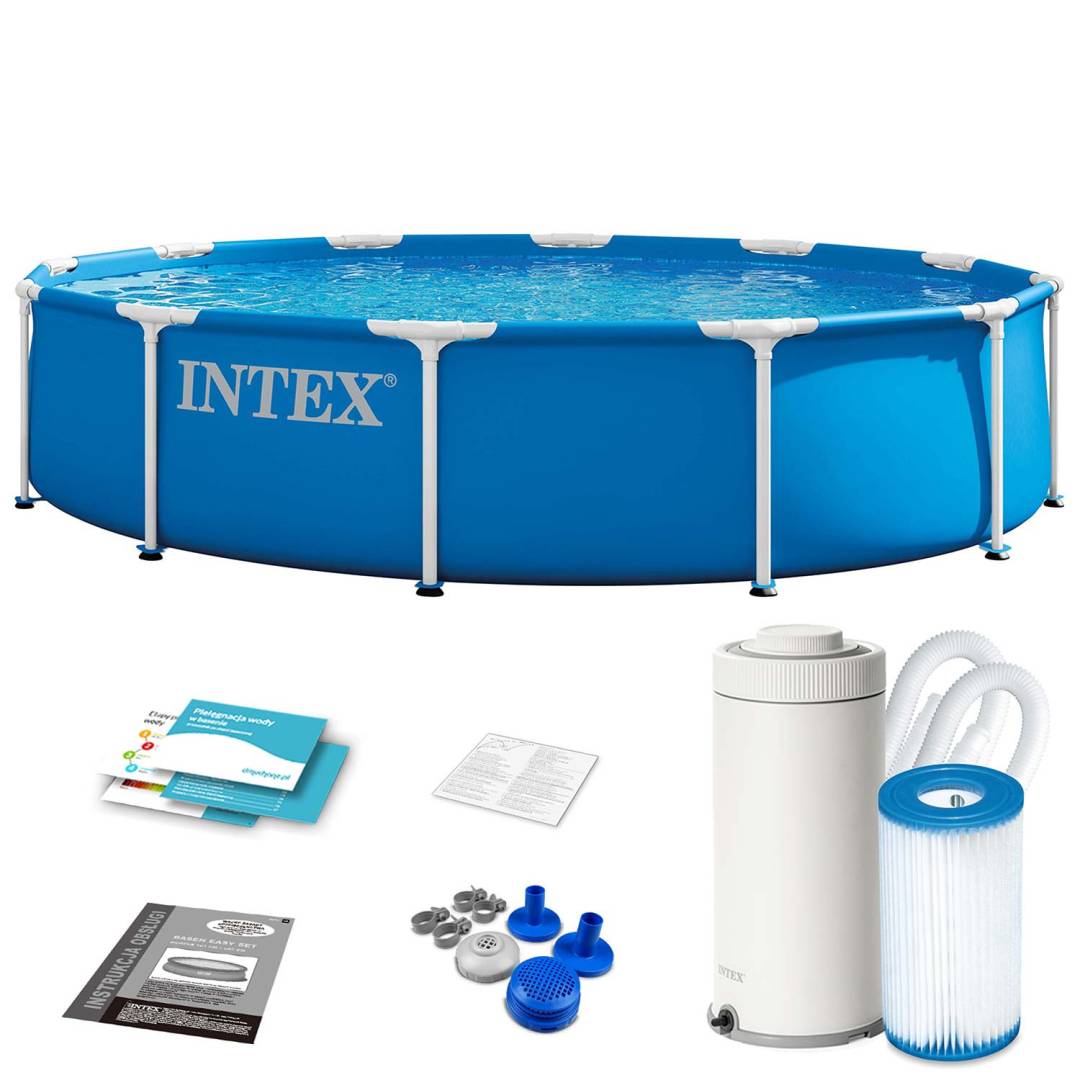 Intex bazen s konstrukcijom 366 x 76 cm s filtarskom pumpom plavi_1