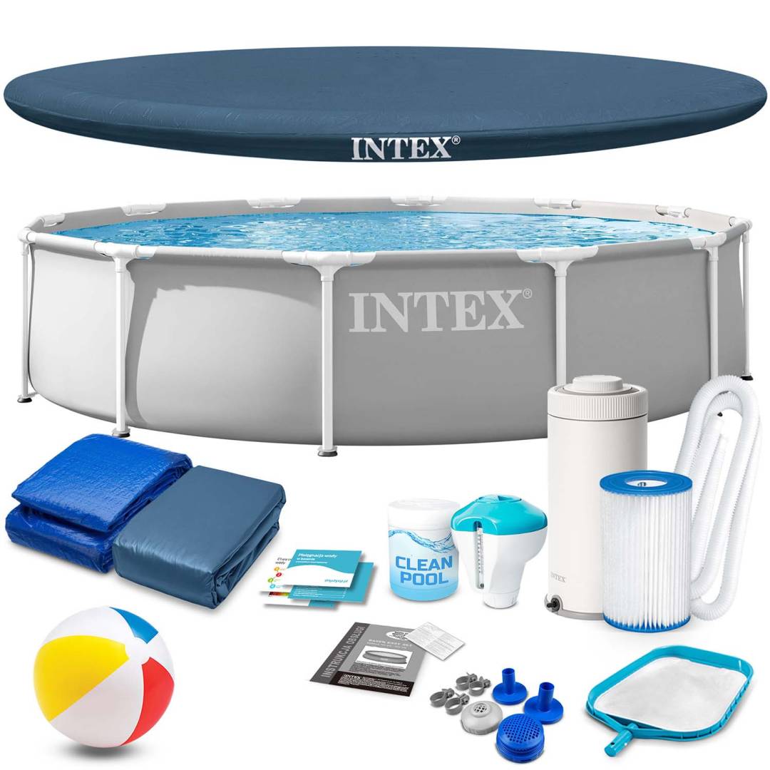 Intex sivi okvirni bazen 366 x 76 cm set 16 u 1 šareni_1