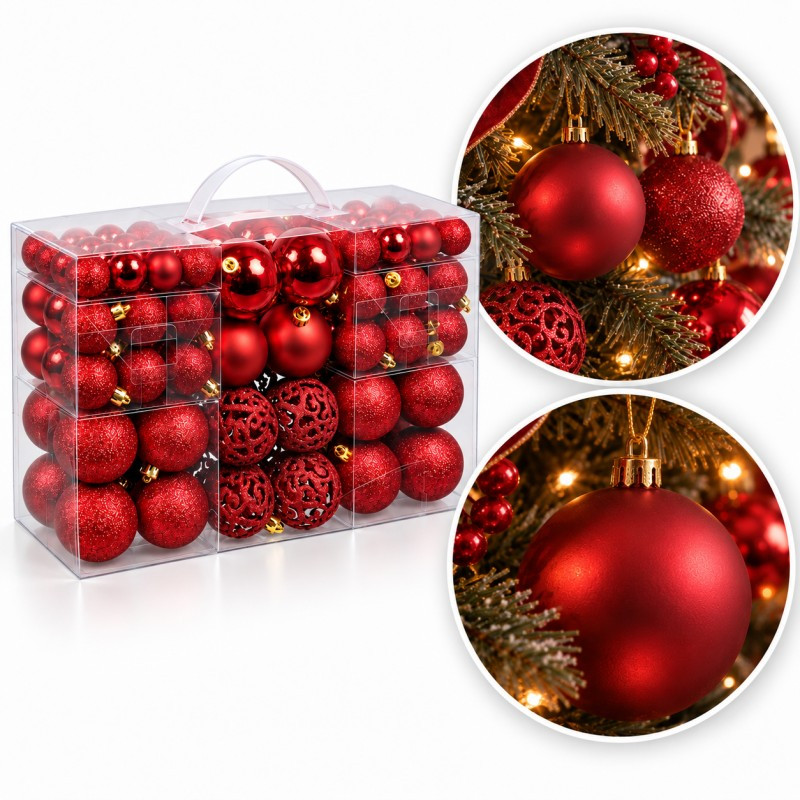 Kuglice za bor – set od 100 kom, 35×23×12 cm, crvene_1