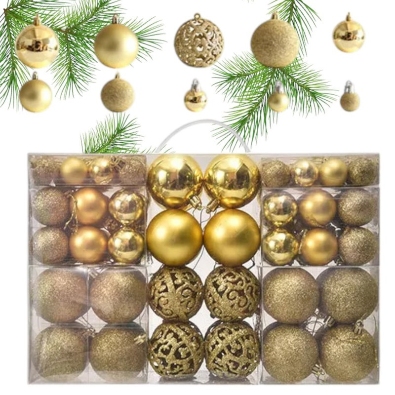 Kuglice za bor – set od 100 kom, 36×23×12 cm, zlatne_1