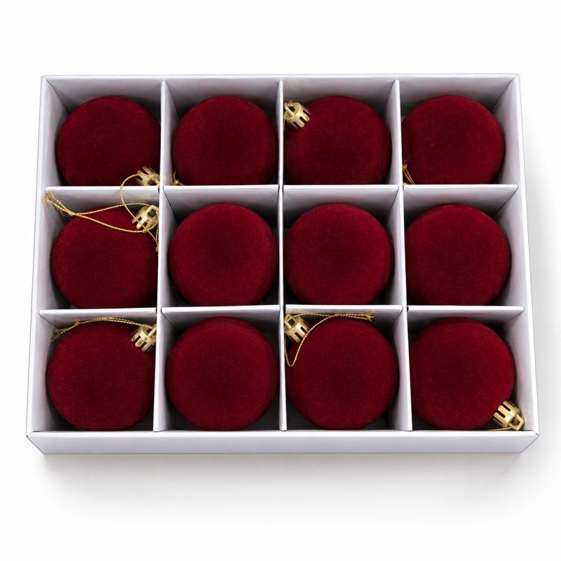 Kuglice za bor – set od 12 kom, od baršuna, 6 cm_4