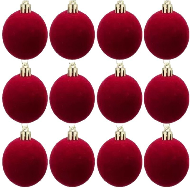Kuglice za bor – set od 12 kom, od baršuna, 6 cm_5