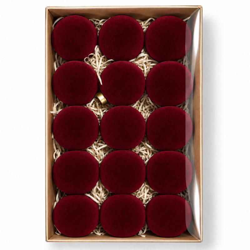 Kuglice za bor – set od 15 kom, od baršuna, 7 cm_5