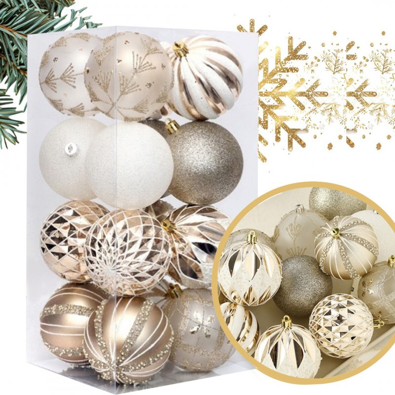 Kuglice za bor – set od 16 kom, 8 cm, zlatne_1