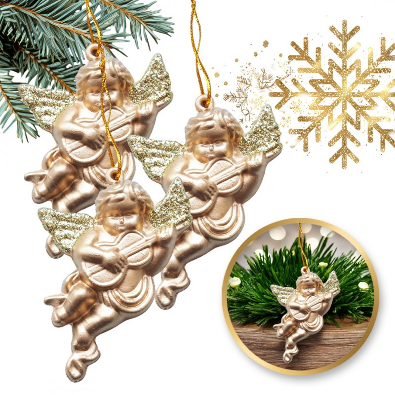 Kuglice za bor – set od 3 kom, 14×13 cm, zlatne, WOZ03_1