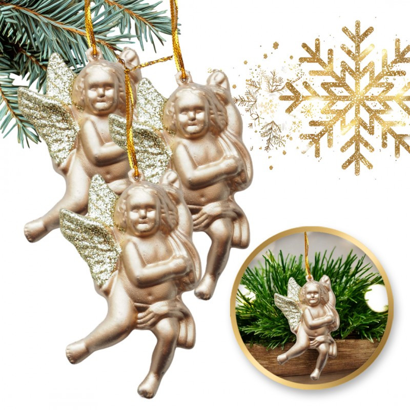 Kuglice za bor – set od 3 kom, 14×13 cm, zlatne_1