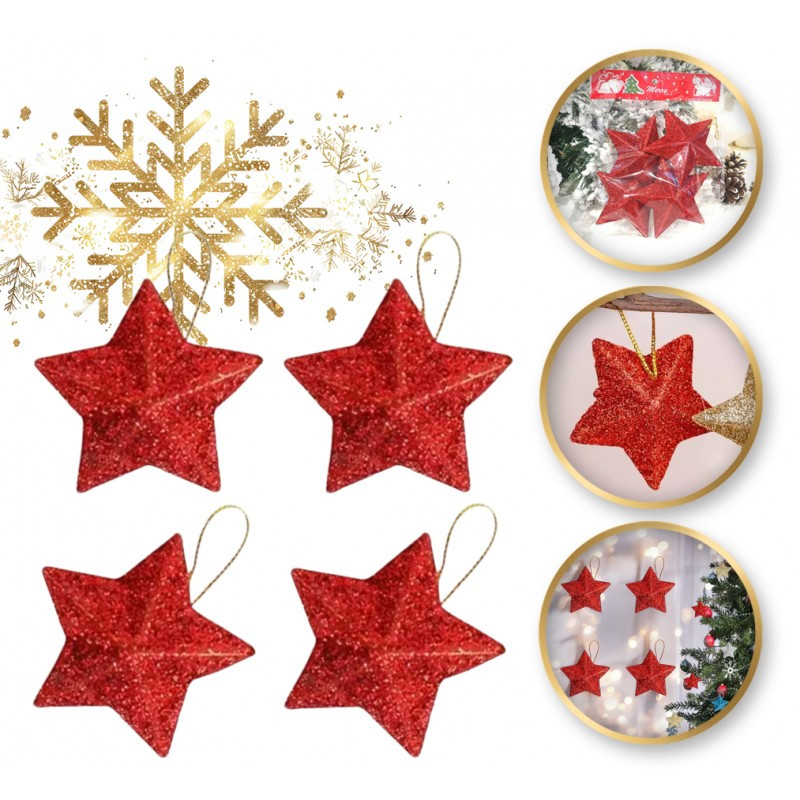 Kuglice za bor – set od 4 kom, 7 cm, crvene_1