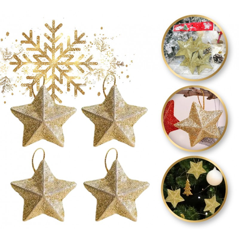 Kuglice za bor – set od 4 kom, 7 cm, zlatne_1