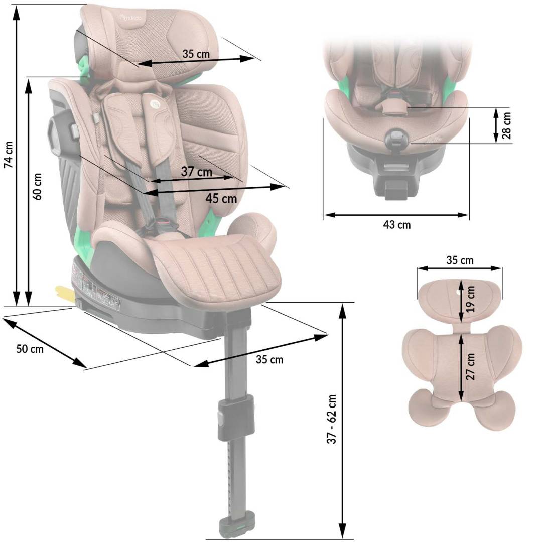 Okretna autosjedalica Nukido Shelly ISOFIX 40–150 cm bež_17