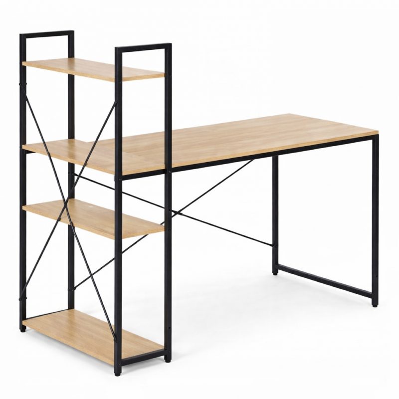 Radni stol – s policom, 120×60 cm, crni, STL24JBR_4