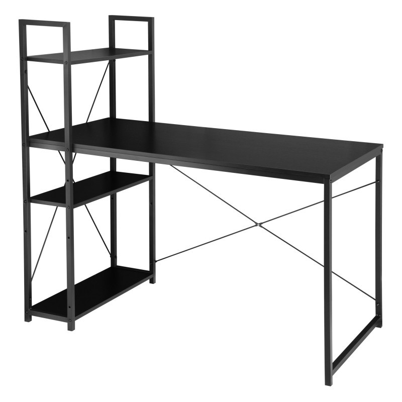 Radni stol – s policom, 120×60 cm, crni_5
