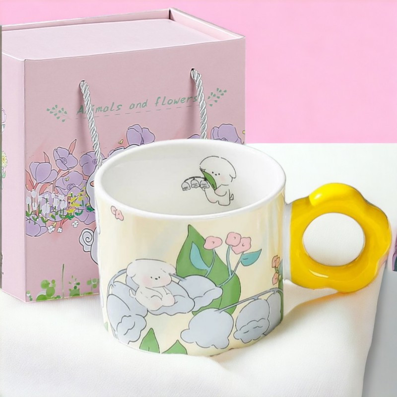 Šalica – s tanjurićem i žličicom, u poklon kutiji, 280 ml, žuta_1