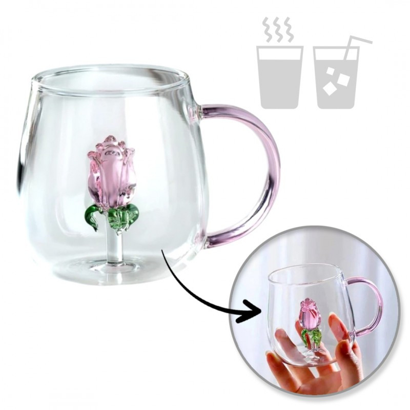 Staklena šalica, 9 cm, 400 ml, roza_1