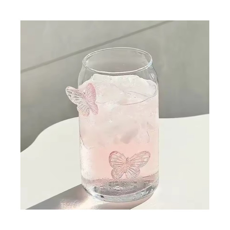 Staklena šalica – sa slamkom, 500 ml, roza_3