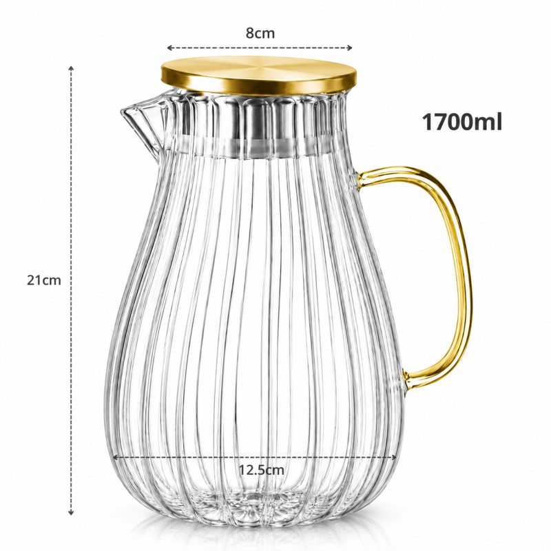 Stakleni vrč – s poklopcem, 1700 ml_2