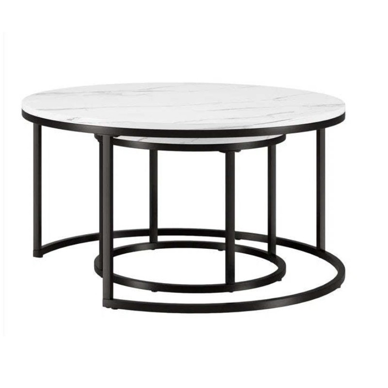 Stolić za kavu – mramor, 2-u-1, 60 i 80 cm, bijeli, STL14BCZ_4