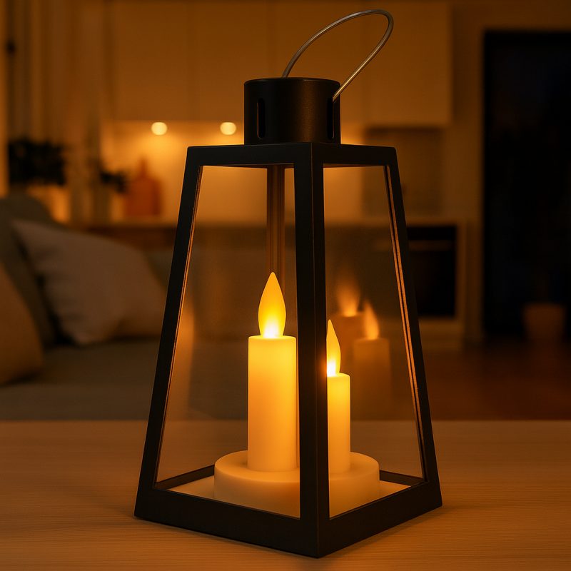 Svijećnjak – LED, 11×11×22 cm, bež_2